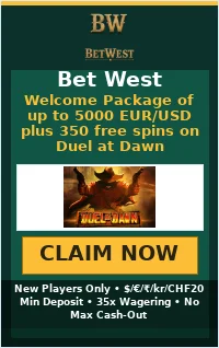 Welcome Package of up to 5000 EUR/USD plus 350 free spins on Duel at Dawn Welcome Package of up to 5000 EUR/USD plus 350 free spins on Duel at Dawn
