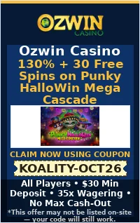 130% + 30 Free Spins on Punky HalloWin Mega Cascade for All Players 130% + 30 Free Spins on Punky HalloWin Mega Cascade for All Players