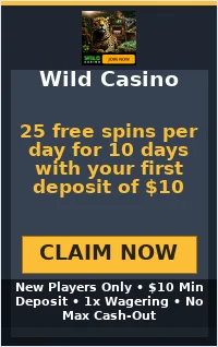 25 free spins per day for 10 days with your first deposit of $10 25 free spins per day for 10 days with your first deposit of $10